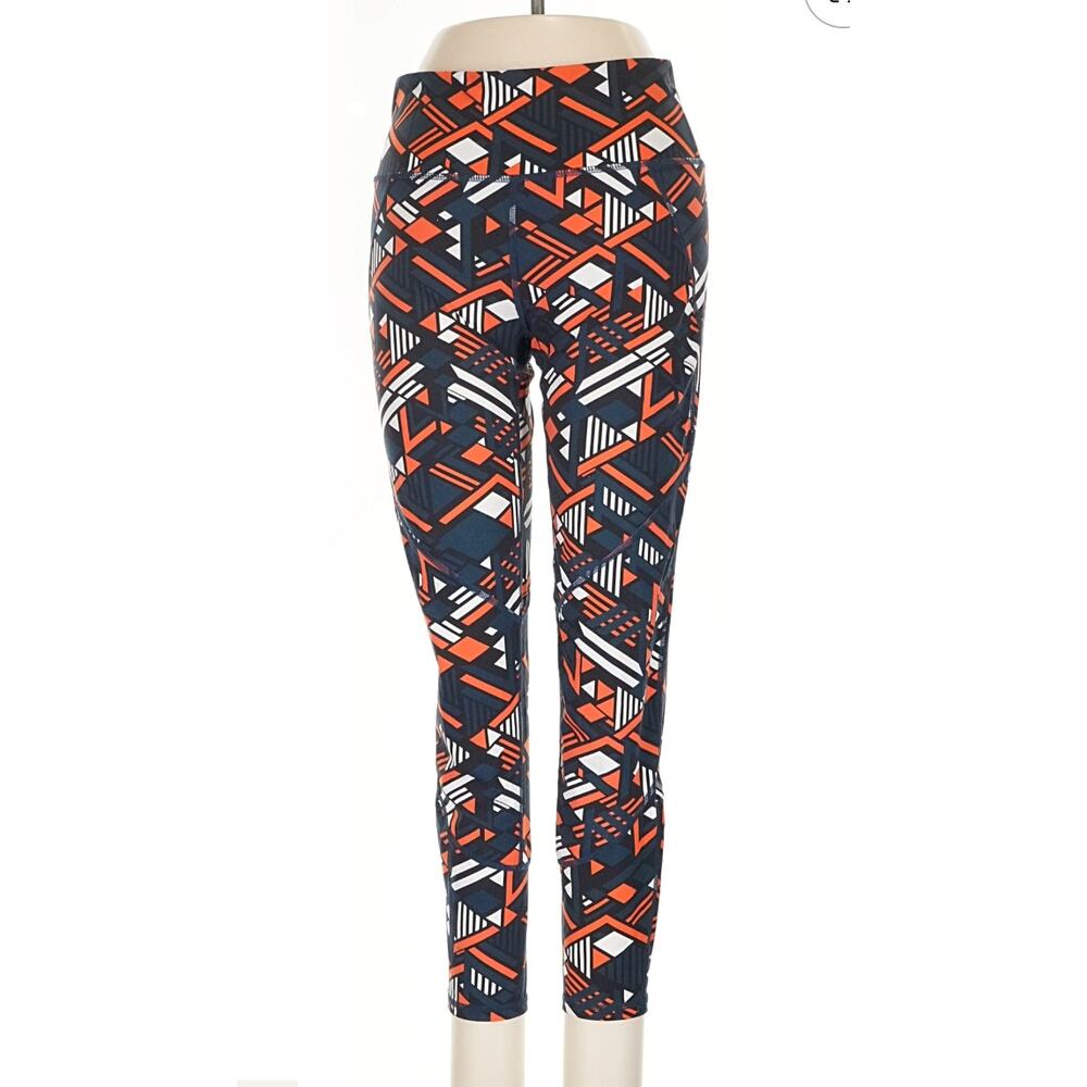452 - SWEATY BETTY The Power pattern orange 7/8 lux leggings Sz XXS
